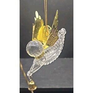 Vintage 1994 Roman‎ inc Angel Holding Bell With Gold Wings 4" Ornament